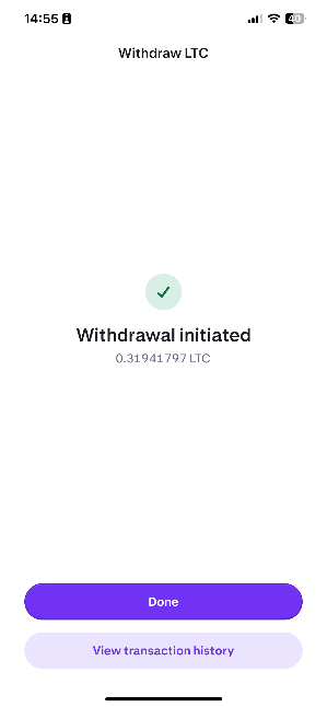 Withdrawal initiated